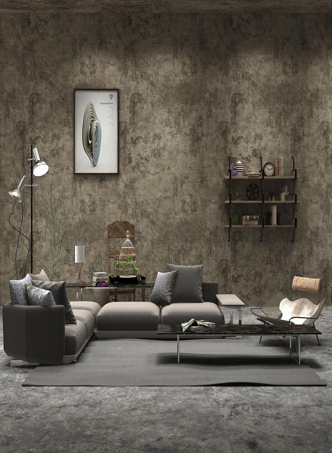 TOTIO Extra Wide Concrete Peel Stick Wallpaper Grey 3D Cement Look Contact Paper 32x394inch Matte Thicken Adhesive Waterproof DIY Vinyl Wrap for Apartment Office Retro Industrial Style Earthy Grey - Image 1